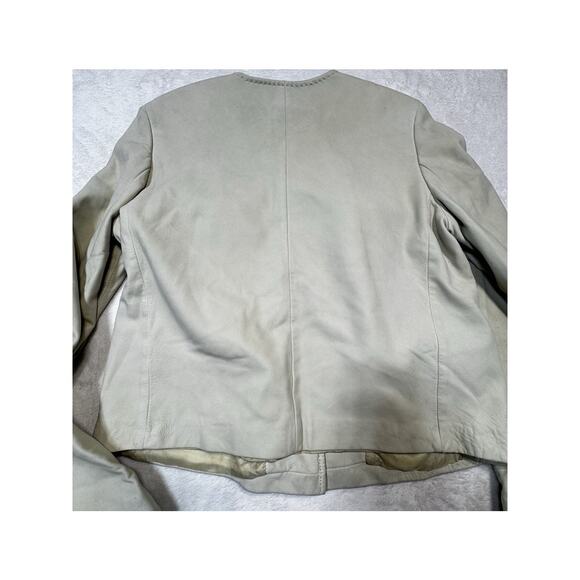 Max Mara Studio Beige Leather Jacket Quiet Luxury Minimalist Sz 10 Made In Italy - Picture 4 of 10